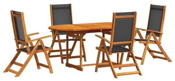 5dílný zahradní jídelní set masivní akáciové dřevo a textilen 3279266