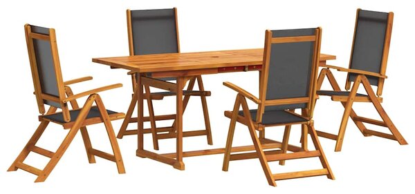 5dílný zahradní jídelní set masivní akáciové dřevo a textilen 3279268
