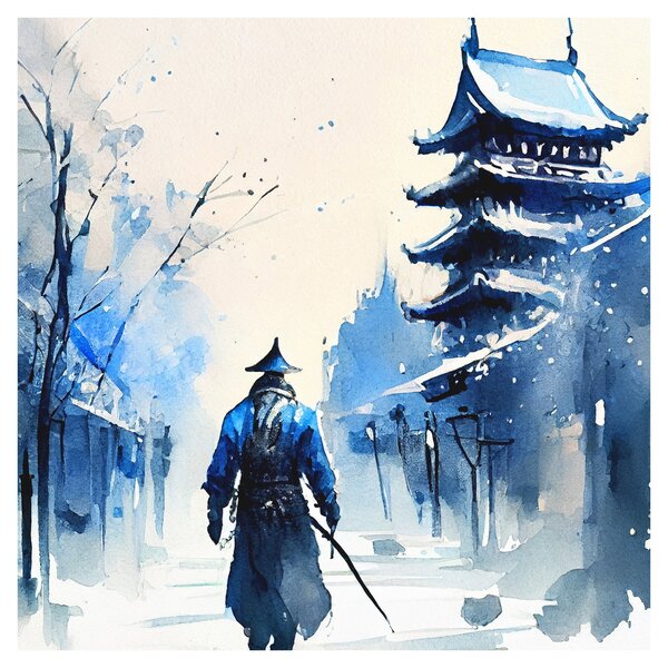 Obraz - Samuraj, aquarel (30x30 cm)