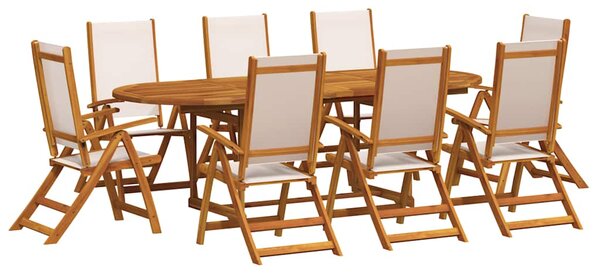 9dílný zahradní jídelní set masivní akáciové dřevo a textilen 3279277