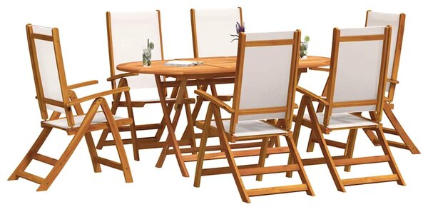 7dílný zahradní jídelní set masivní akáciové dřevo a textilen 3279287