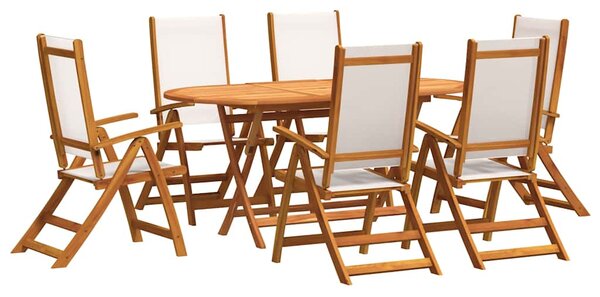 7dílný zahradní jídelní set masivní akáciové dřevo a textilen 3279287
