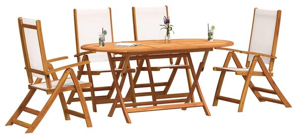 5dílný zahradní jídelní set masivní akáciové dřevo a textilen 3279286