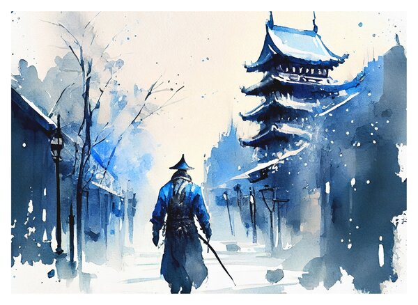 Obraz - Samuraj, aquarel (70x50 cm)
