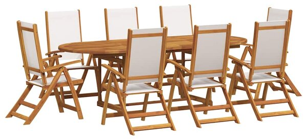 7dílný zahradní jídelní set masivní akáciové dřevo a textilen 3279290