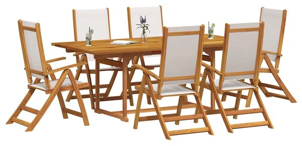 7dílný zahradní jídelní set masivní akáciové dřevo a textilen 3279289