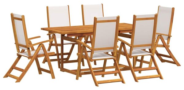 7dílný zahradní jídelní set masivní akáciové dřevo a textilen 3279297