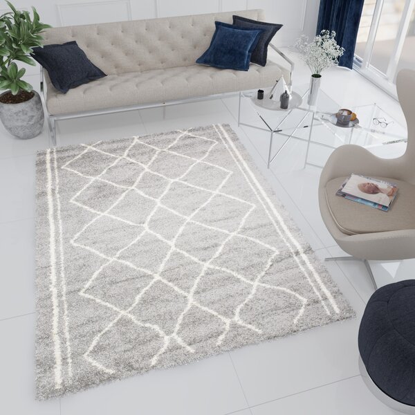 Makro Abra Kusový koberec Shaggy DELHI 2655A šedý Rozměr: 60x100 cm