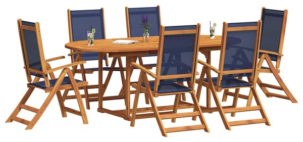 7dílný zahradní jídelní set masivní akáciové dřevo a textilen 3279301