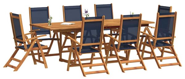 9dílný zahradní jídelní set masivní akáciové dřevo a textilen 3279307