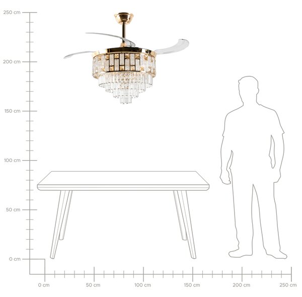 Stropní ventilátor se světlem ALAPAHA s dálkovým ovládáním LED Zlatá