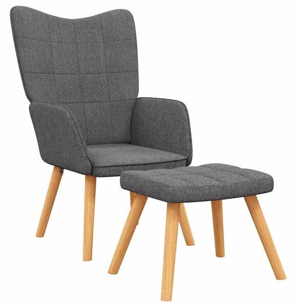 Relaxační křeslo se stoličkou tmavě šedé textil 327931