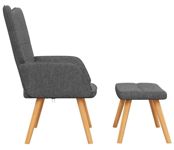 Relaxační křeslo se stoličkou tmavě šedé textil 327931