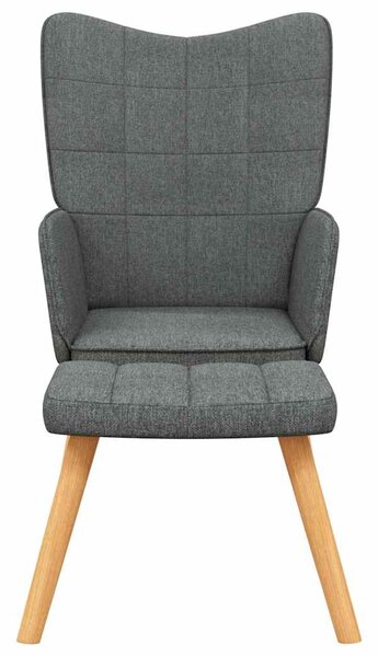 Relaxační křeslo se stoličkou tmavě šedé textil 327931