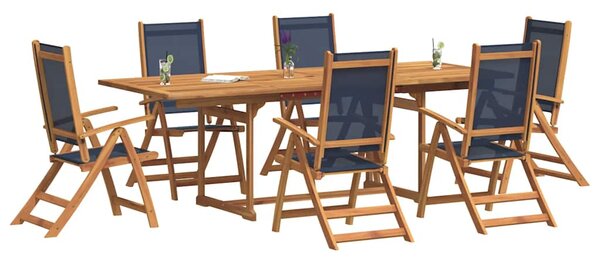 7dílný zahradní jídelní set masivní akáciové dřevo a textilen 3279306