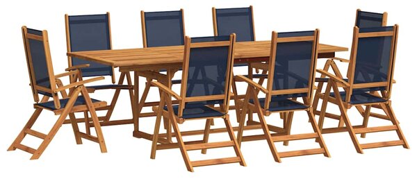 9dílný zahradní jídelní set masivní akáciové dřevo a textilen 3279307
