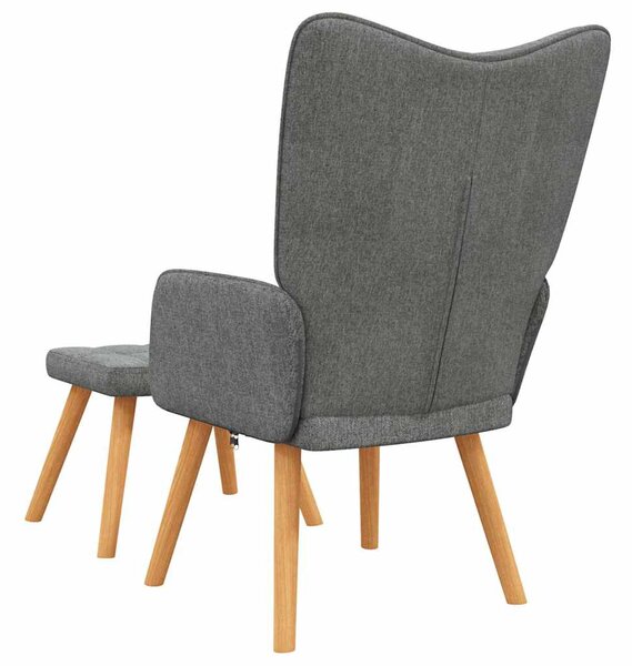 Relaxační křeslo se stoličkou tmavě šedé textil 327931