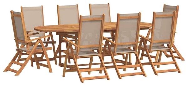 9dílný zahradní jídelní set masivní akáciové dřevo a textilen 3279319