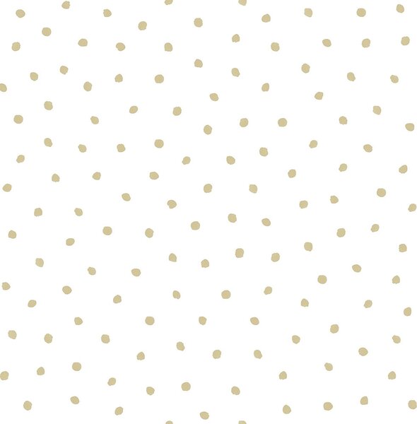Bílá vliesová tapeta se zlatými puntíky 347673 rozměry 0,53 x 10,05 m