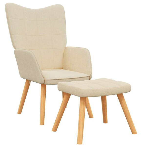 Relaxační křeslo se stoličkou krémové textil 327932
