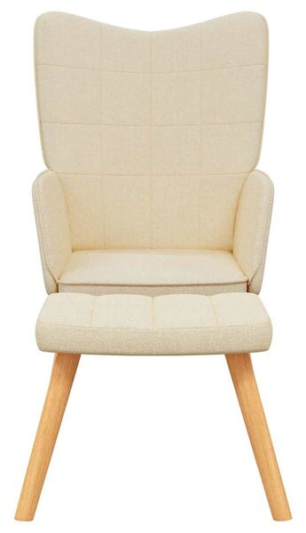 Relaxační křeslo se stoličkou krémové textil 327932