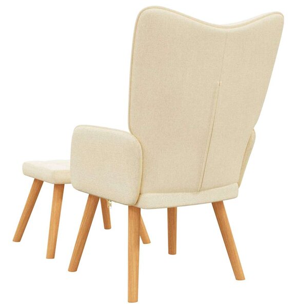 Relaxační křeslo se stoličkou krémové textil 327932
