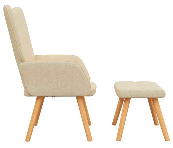 Relaxační křeslo se stoličkou krémové textil 327932