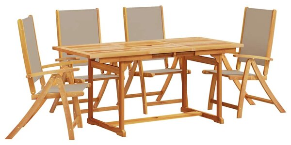 5dílný zahradní jídelní set masivní akáciové dřevo a textilen 3279324