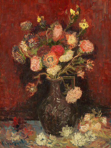 Obrazová reprodukce Vase with Cinese Asters & Gladioli (Vintage Flowers) - Vincent van Gogh, (30 x 40 cm)