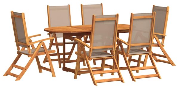 7dílný zahradní jídelní set masivní akáciové dřevo a textilen 3279323