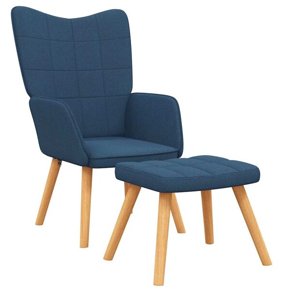 Relaxační křeslo se stoličkou modré textil 327934