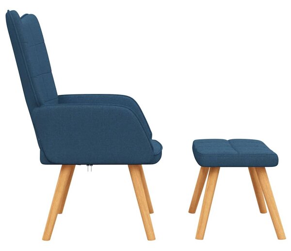 Relaxační křeslo se stoličkou modré textil 327934