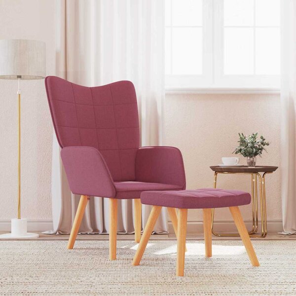 Relaxační křeslo se stoličkou vínové textil 327938