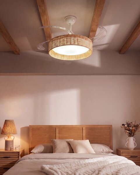 Stropní ventilátor se světlem TOMOKA s dálkovým ovládáním LED Bílá