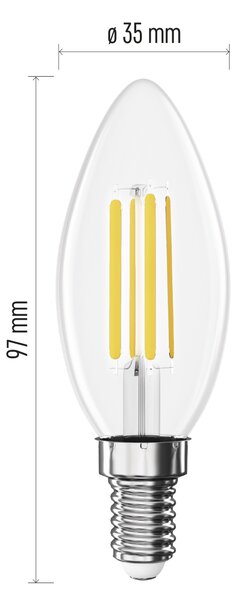 LED žárovka filament ZF3D42 E14, 5,9W, teplá bílá