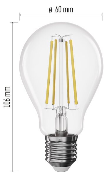 Stmívatelná LED žárovka filament ZF5D52D E27, 7,5W, teplá bílá