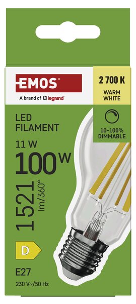 Stmívatelná LED žárovka filament ZF5D62D E27, 11W, teplá bílá