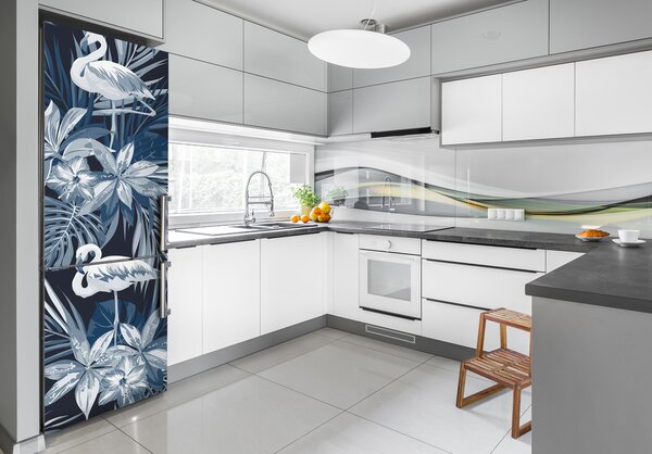 Foto nálepka na ledničku Květiny a plameňáci FridgeStick-70x190-f-114969242