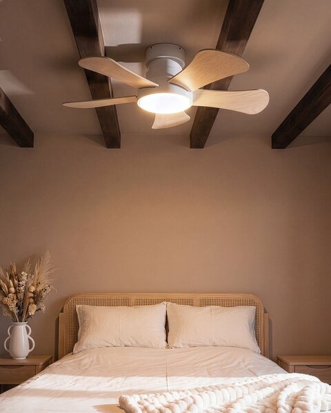 Stropní ventilátor se světlem BIVENS s dálkovým ovládáním LED Světle béžová