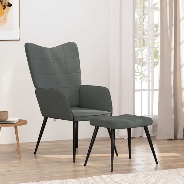 Relaxační židle se stoličkou tmavě šedá textil 327953