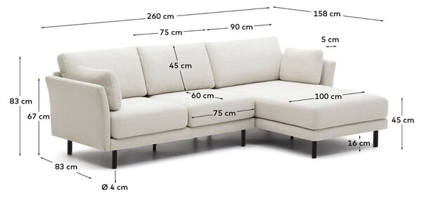 Rohová pohovka Kave Home Gilma 260 cm, levá/pravá