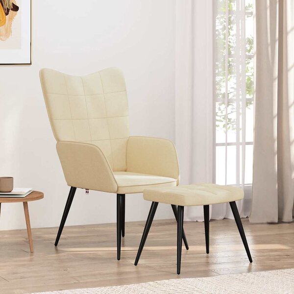 Relaxační židle se stoličkou krémová textil 327954