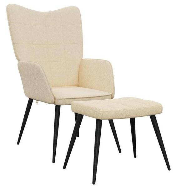 Relaxační židle se stoličkou krémová textil 327954