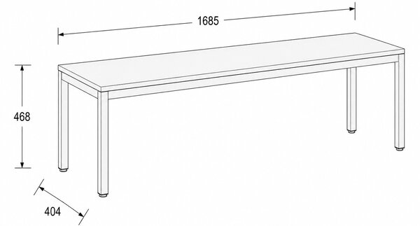 Lavice FRAME, bílá podnož, 1685 x 404 x 468 mm, bílá