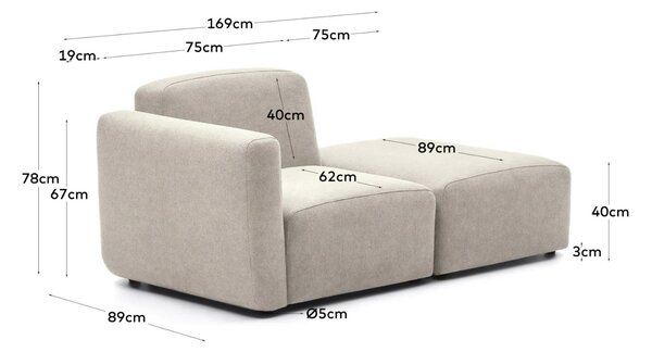 Kave Home Rohová modulární pohovka Neom 169 cm, levá/pravá