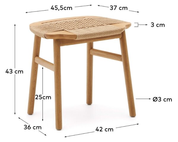 Dubová stolička s výpletem Kave Home Enit 43 cm