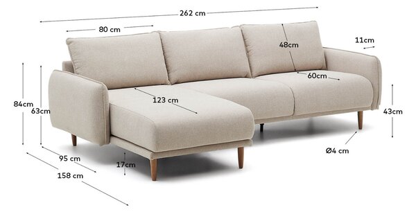 Kave Home Rohová pohovka Carlota 260 cm, levá/pravá