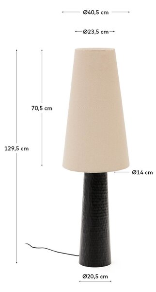 Černobílá kovová stojací lampa Kave Home Senni 129,5 cm