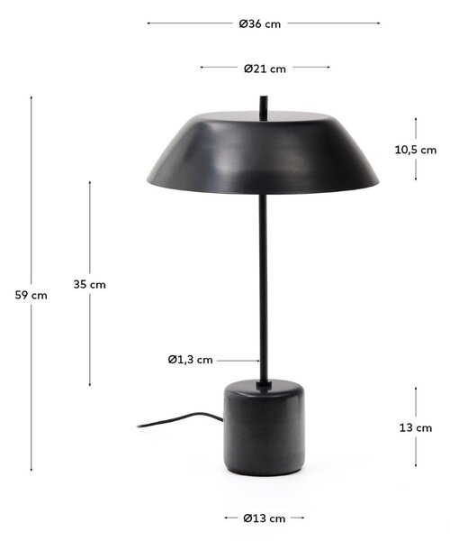 Černá kovová stolní lampa Kave Home Sayra