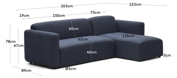 Kave Home Rohová modulární pohovka Neom 263 cm, levá/pravá
